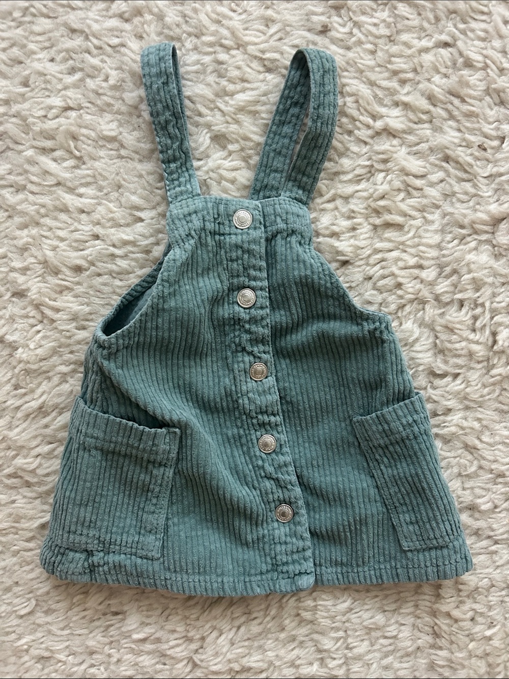 Zara Corduroy Button-Front Pinafore in Sage
